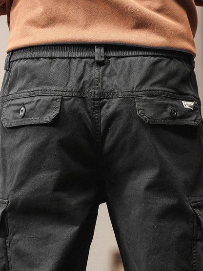 Pantaloni cargo jogger da uomo in stile vintage con tasche multiple e bottoni