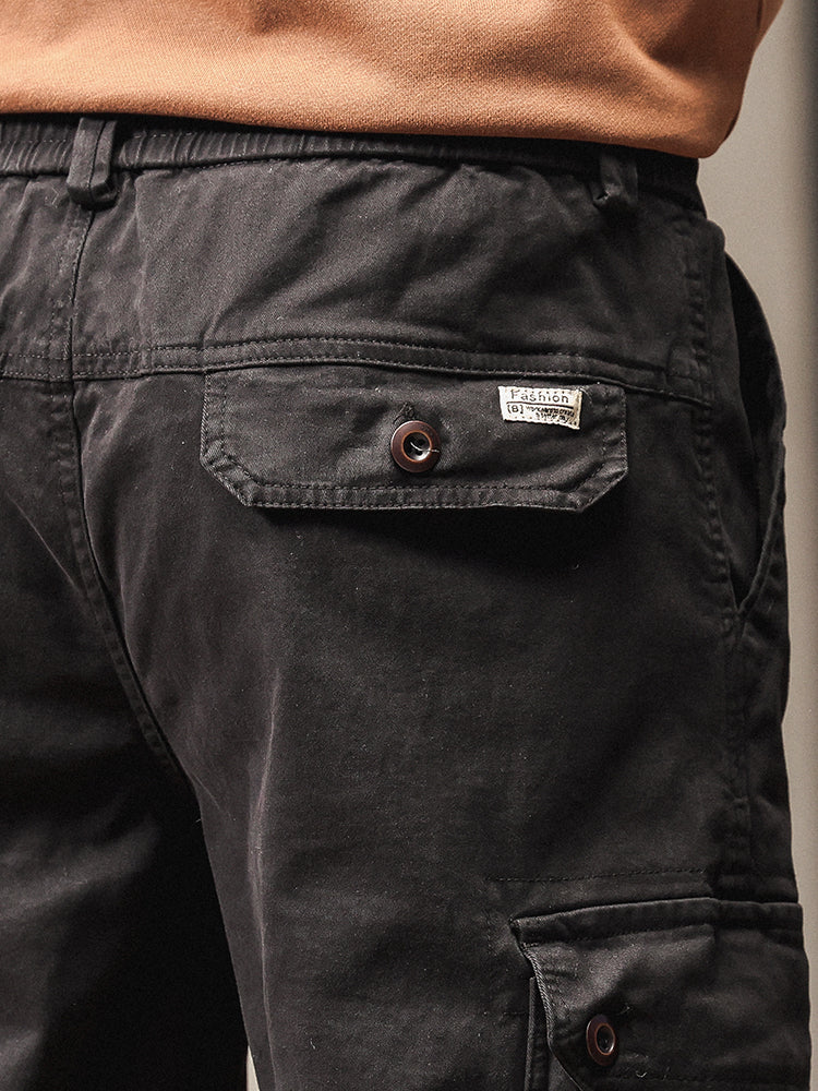 Pantaloni cargo jogger da uomo in stile vintage con tasche multiple e bottoni