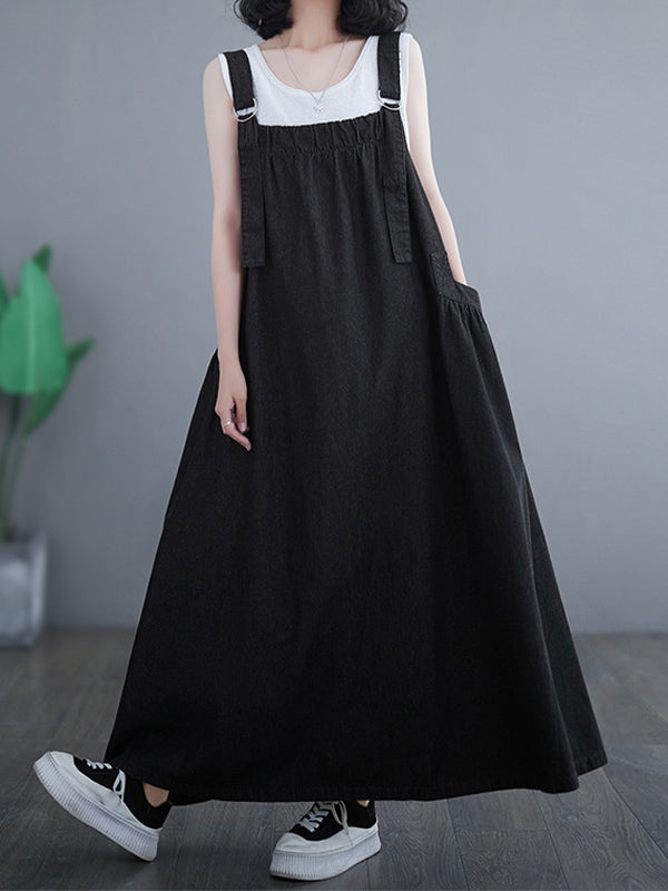 Vestido peto vaquero holgado para mujer