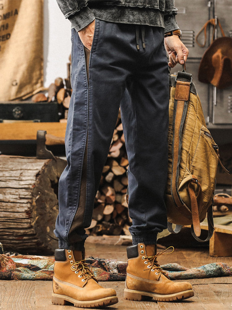 Pantalones de chándal para hombre con bandas laterales y acabado vintage