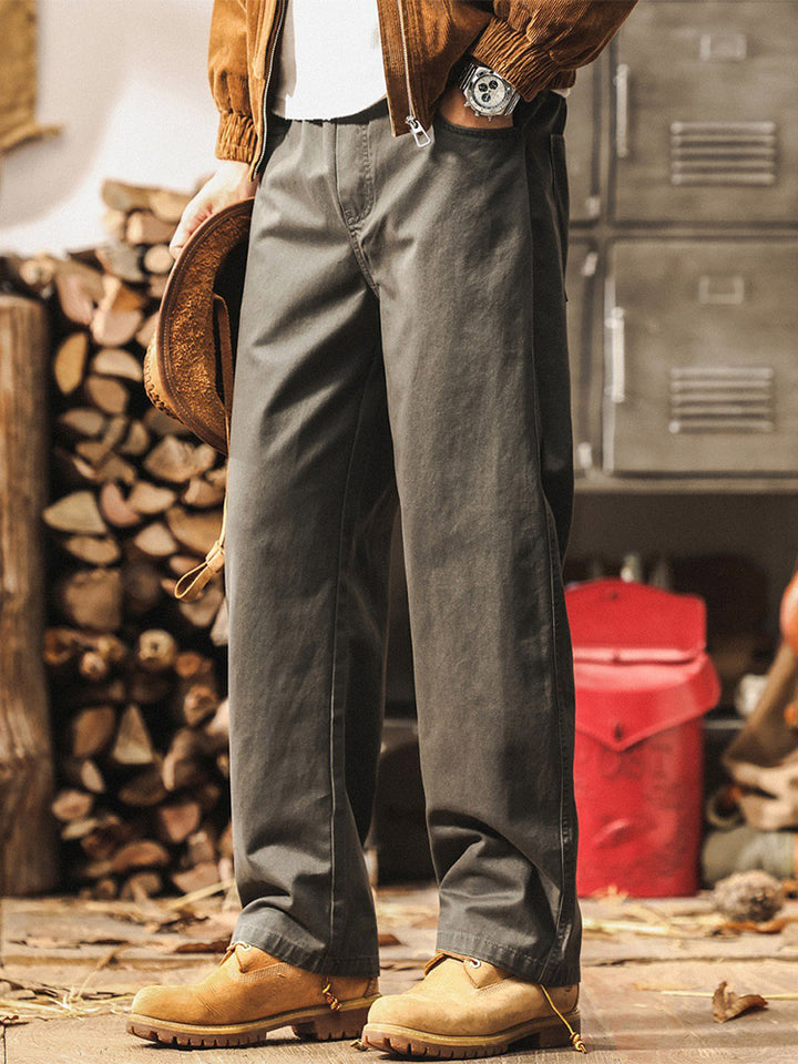 Pantalones para hombre 100 % algodón, de corte amplio y con acabado vintage