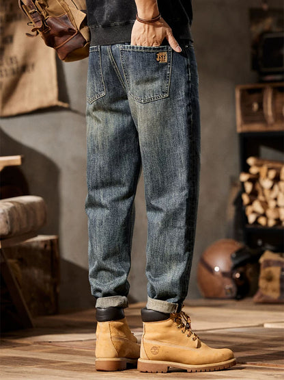 Männer Retro‑Waschen Ballon‑Fit‑Jeans mit Mehrfachtaschen‑Design