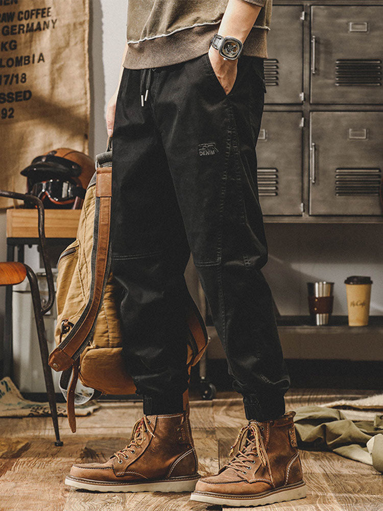 Herren Cargohose mit Kordelzug und Bündchen‑Beinen