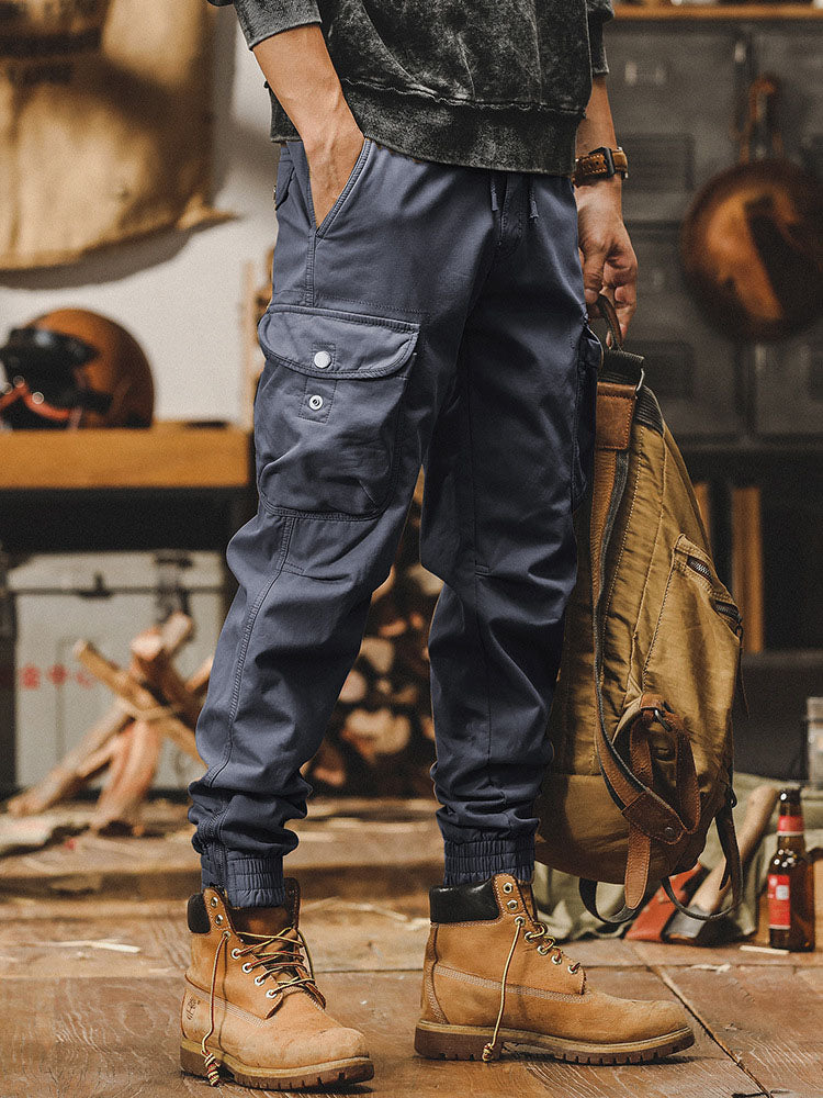Herren Cargohose mit Kordelzug und Bündchen‑Beinen