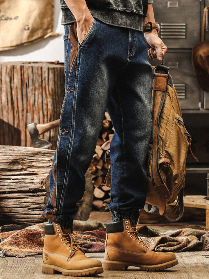 Herren Jogger‑Jeans mit Kord‑Einsätzen
