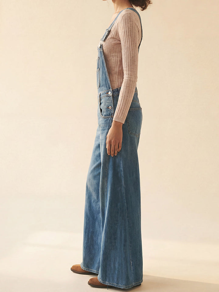 Salopette en jean à jambes larges pour femme