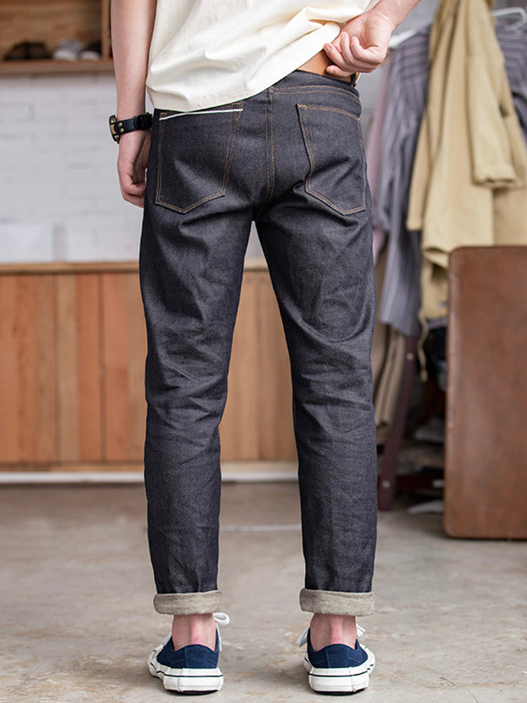 Jeans de Mezclilla Cruda Estilo Retro Americano para Hombre