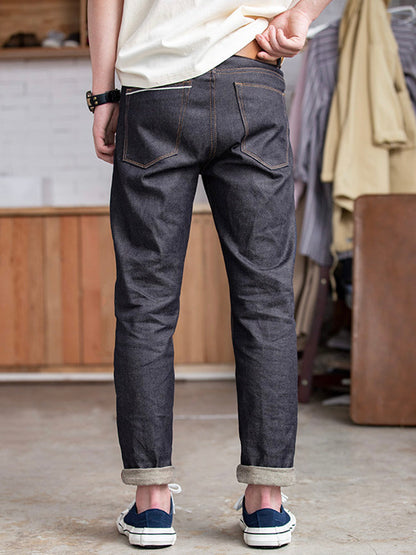 Jeans de Mezclilla Cruda Estilo Retro Americano para Hombre