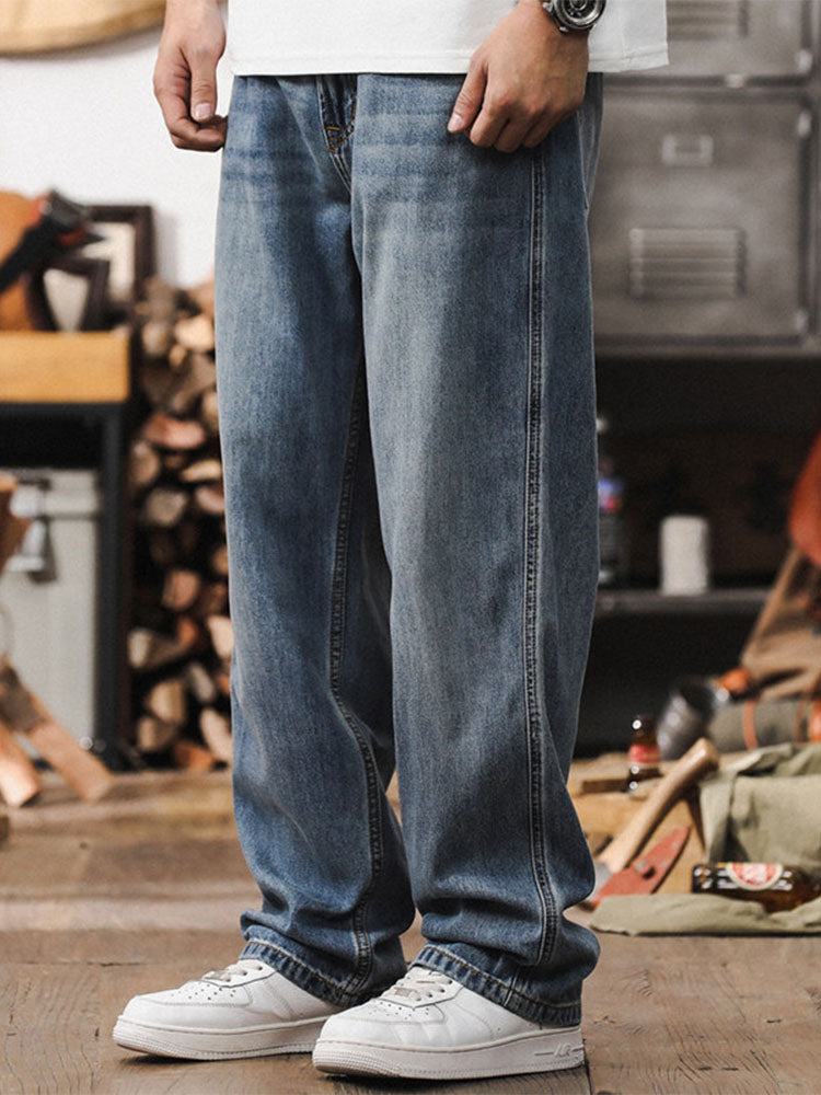Herren Wide‑Leg Jeans‑Freizeithose im Retro‑Stil