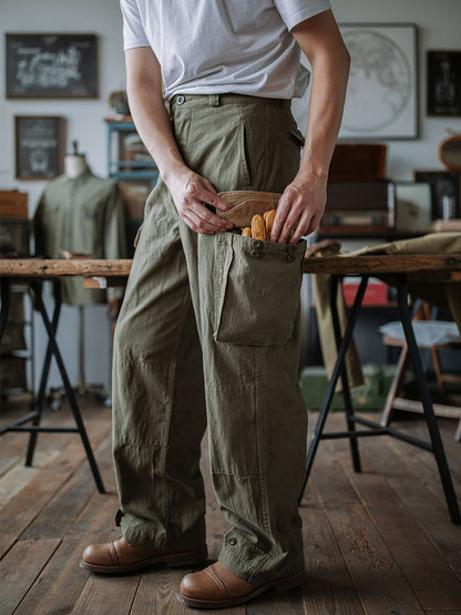 Pantalones de sarga con diseño de espiga M-47 del ejército francés, réplica