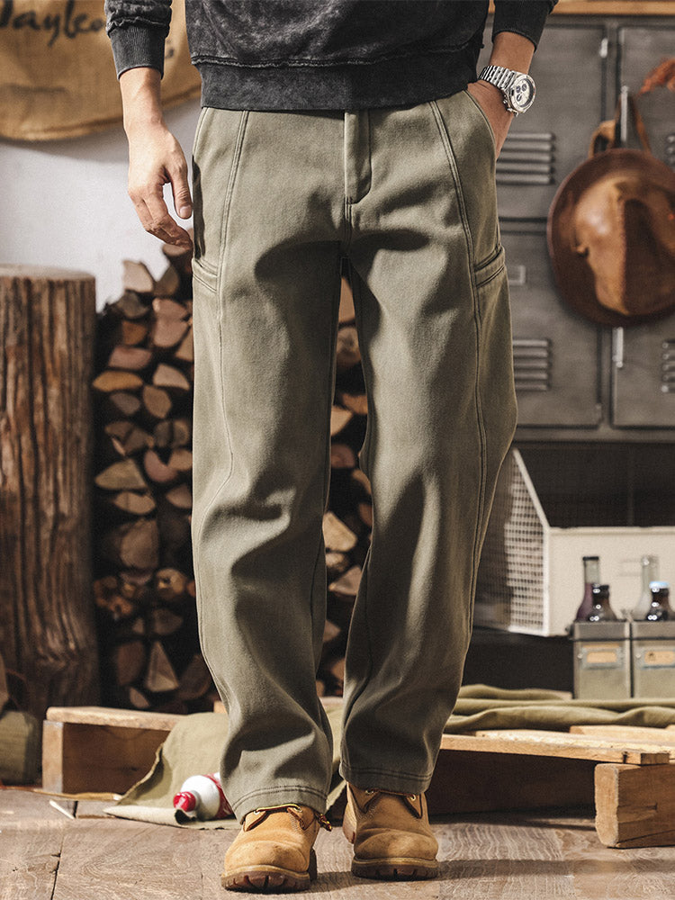 Herren 100% Baumwolle Cargohose, Weites Bein Vintage Arbeitshose