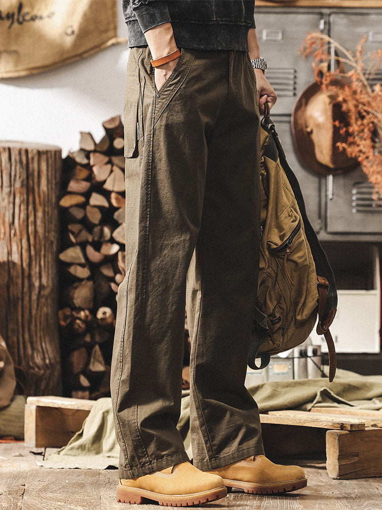 Pantaloni da uomo in stile retrò, in 100% cotone, con gamba ampia