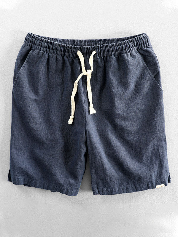 Lässige Herren-Shorts aus Ramie-Baumwolle mit Kordelzug