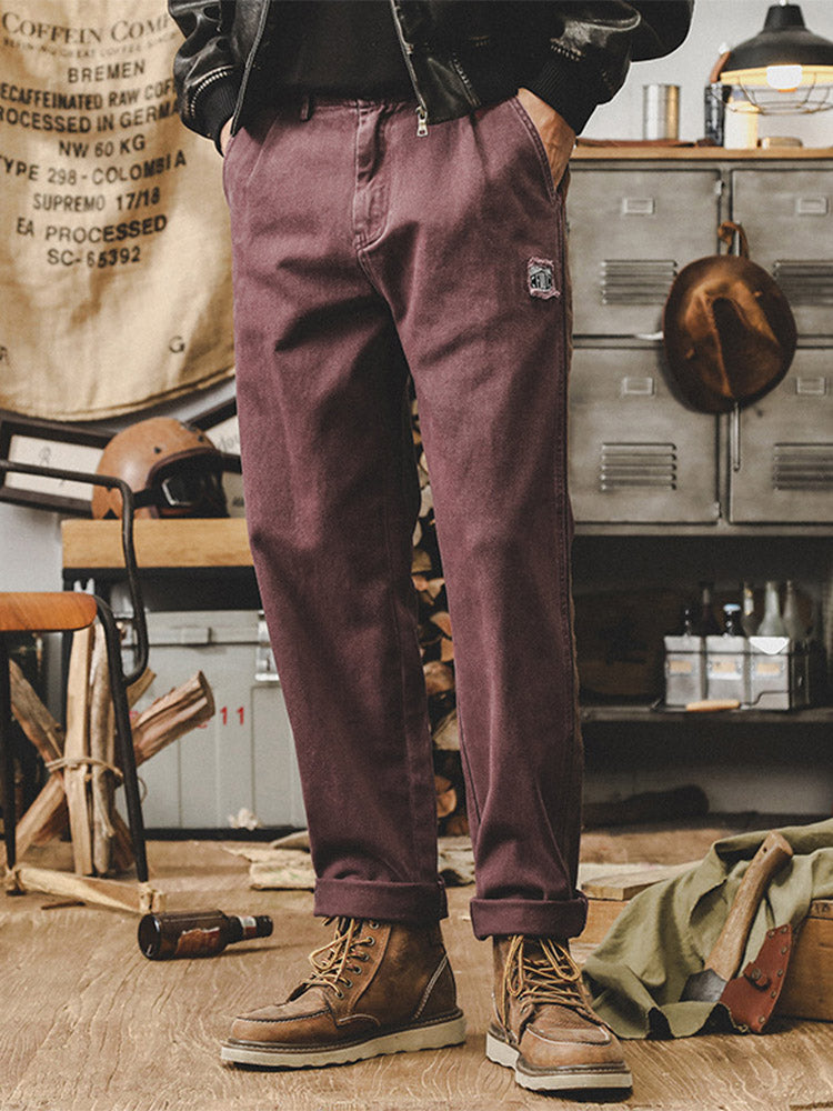Pantalones casuales de estilo vintage para hombre, 100% algodón, con bandas laterales en contraste