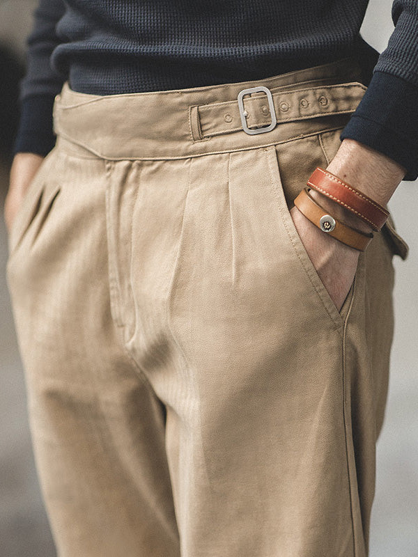 Pantalones Gurkha de corte recto y casual para hombre, estilo vintage