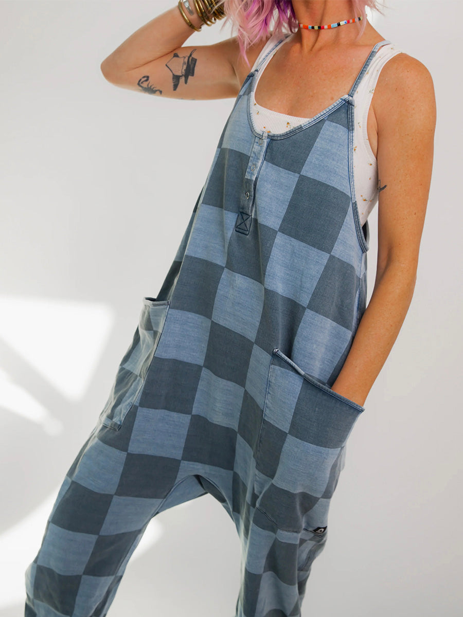 Oversize-Jumpsuit mit Karomuster für Damen