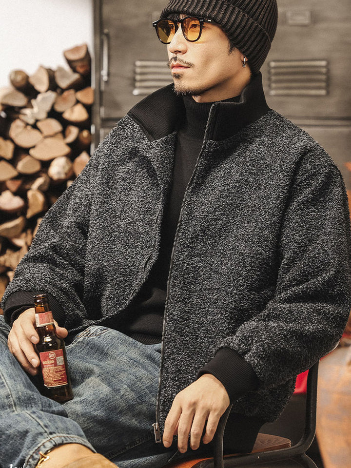 Chaqueta bomber retro con cremallera para hombre