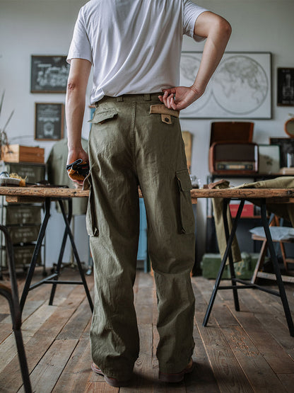 Pantalones de sarga con diseño de espiga M-47 del ejército francés, réplica