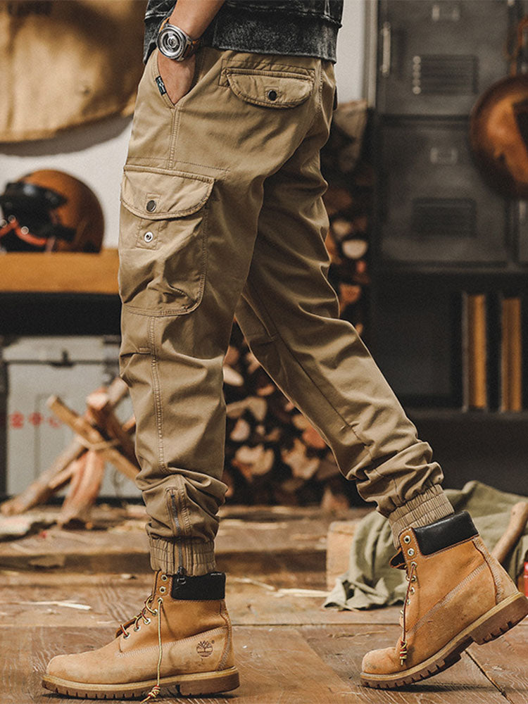 Herren Cargohose mit Kordelzug und Bündchen‑Beinen