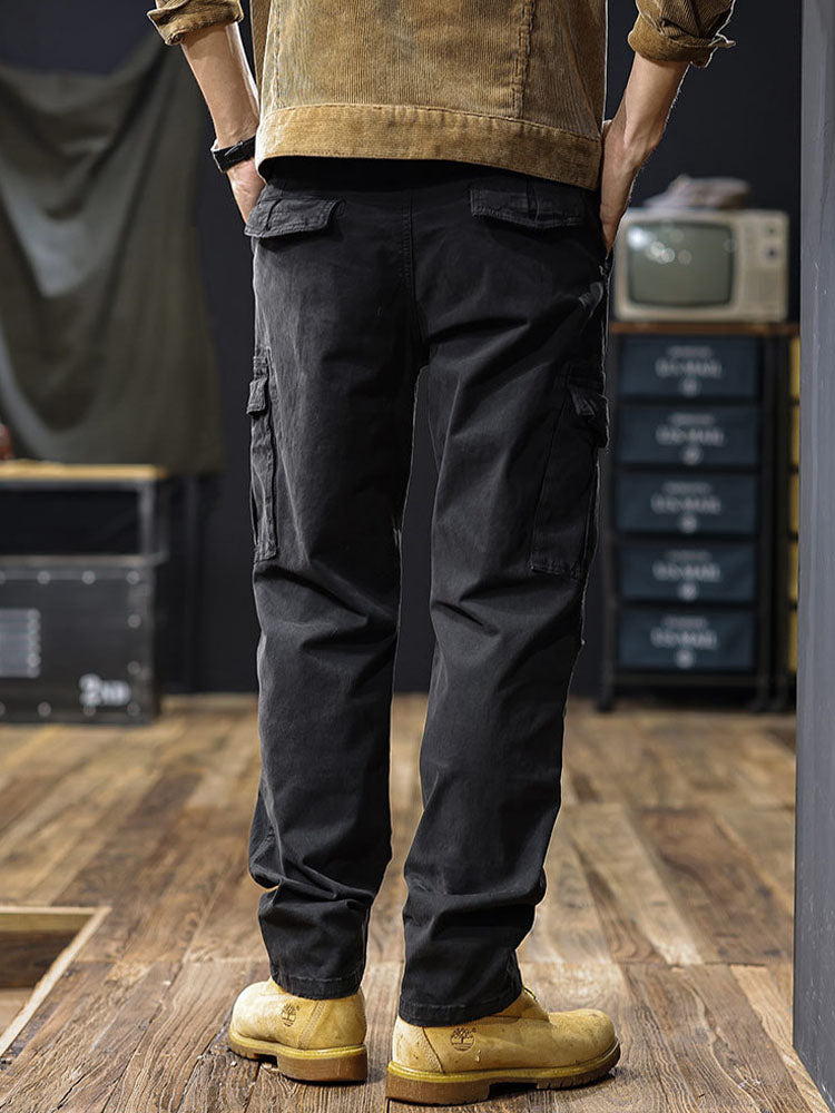 Pantalones cargo rectos para hombre con múltiples bolsillos