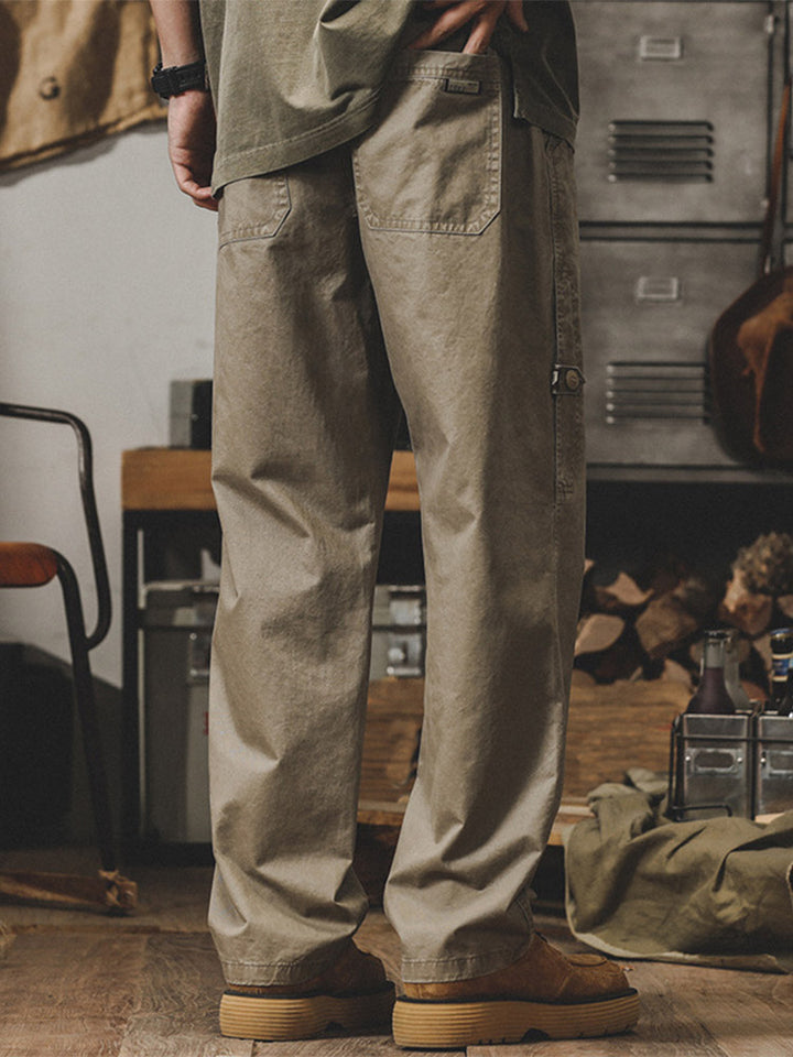 Men’s Wide-Leg Cargo Trousers with Side Button Details