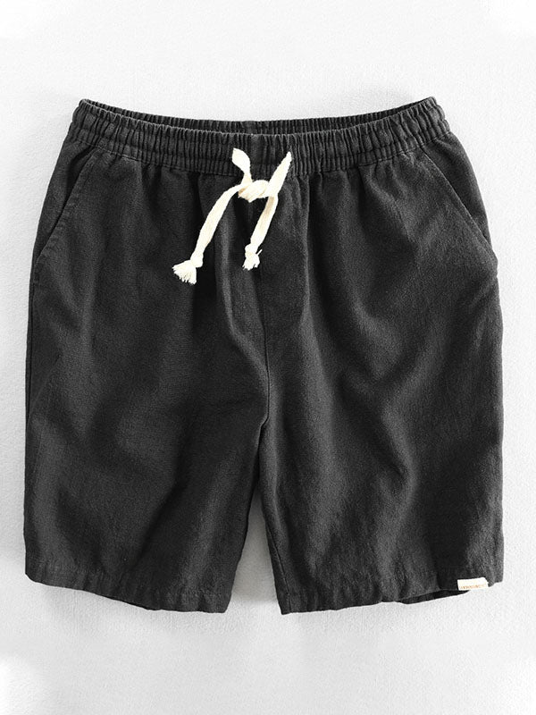 Lässige Herren-Shorts aus Ramie-Baumwolle mit Kordelzug