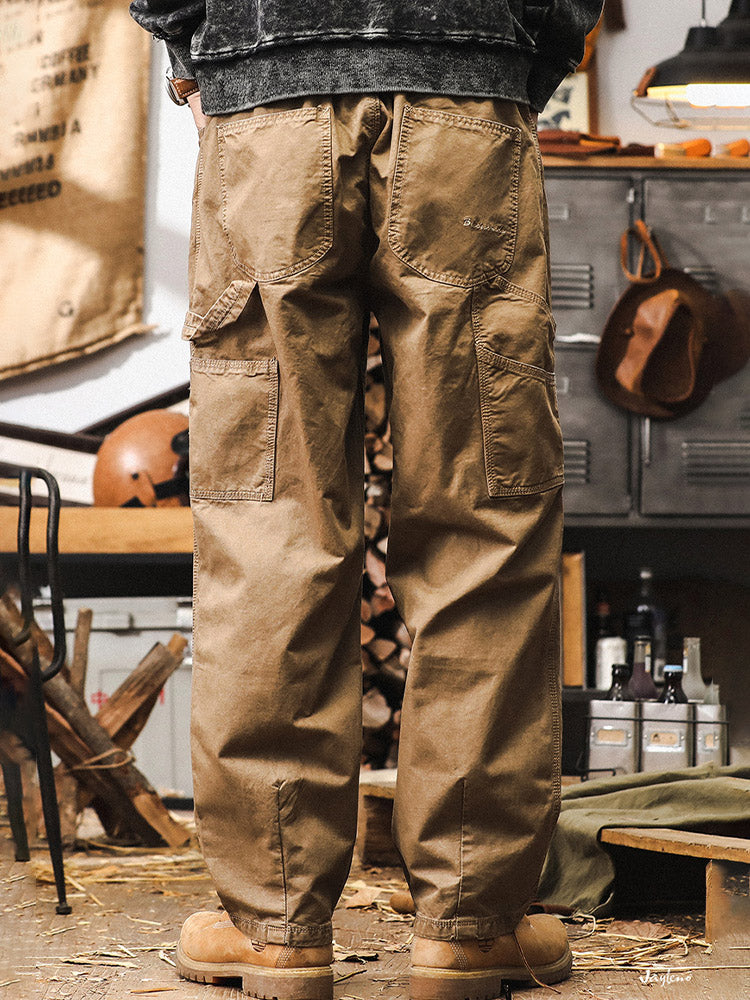 Men’s Wide-Leg Trousers in 100% Cotton – Retro Cargo Style