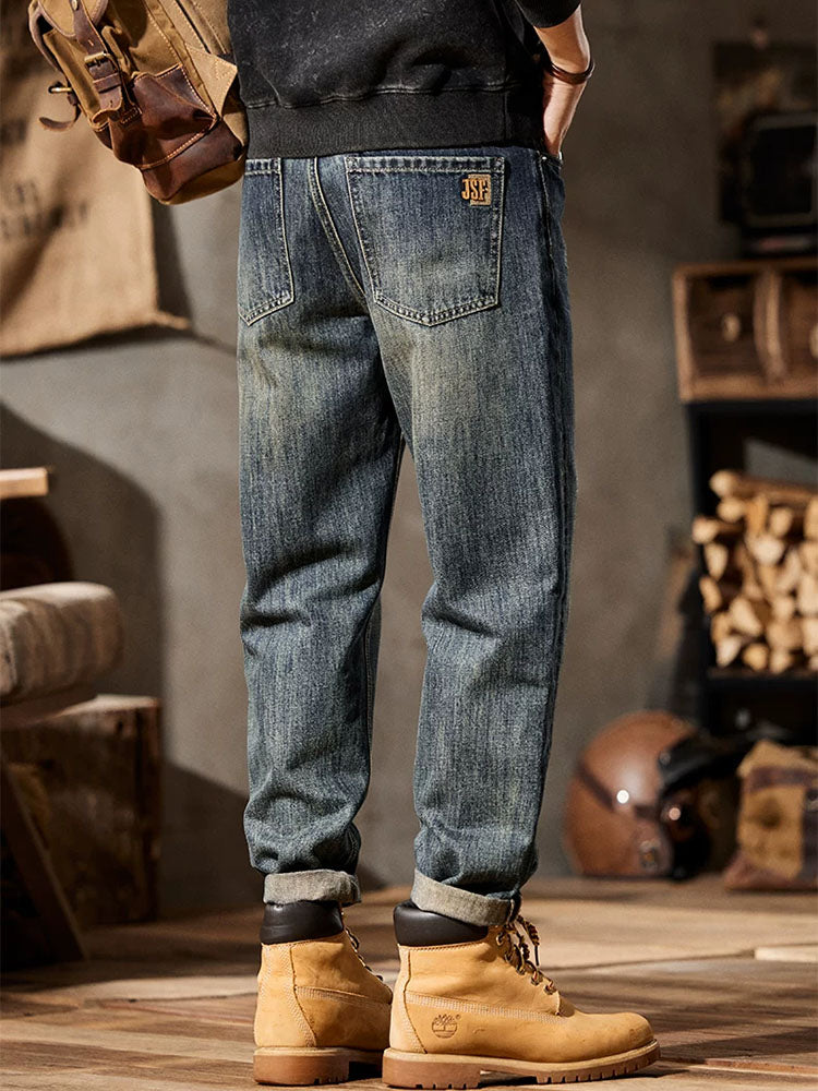 Männer Retro‑Waschen Ballon‑Fit‑Jeans mit Mehrfachtaschen‑Design