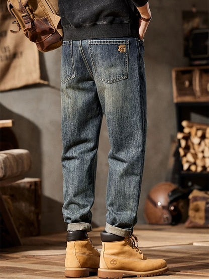 Männer Retro‑Waschen Ballon‑Fit‑Jeans mit Mehrfachtaschen‑Design
