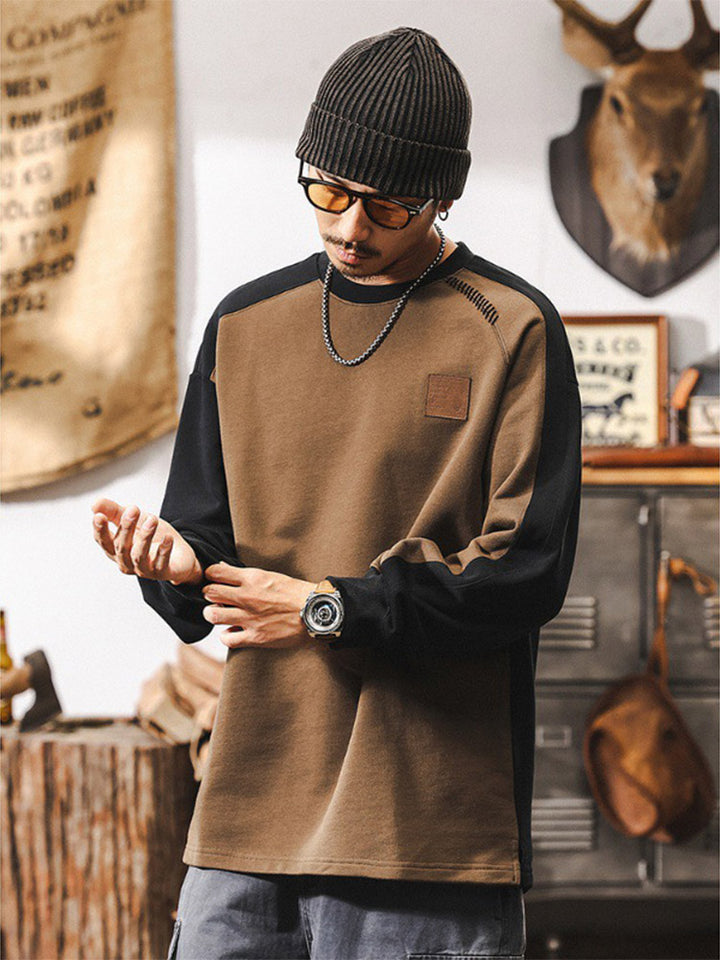 Herren-Sweatshirt mit Rundhalsausschnitt aus 100 % Baumwolle im Color-Blocking-Design