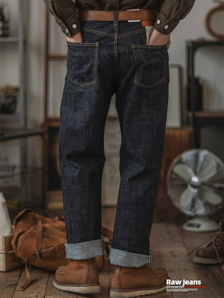 Jeans in denim con cimosa indaco da 14 once
