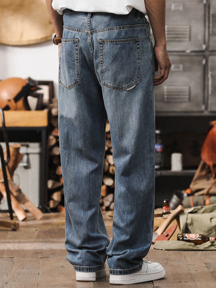 Herren Wide‑Leg Jeans‑Freizeithose im Retro‑Stil