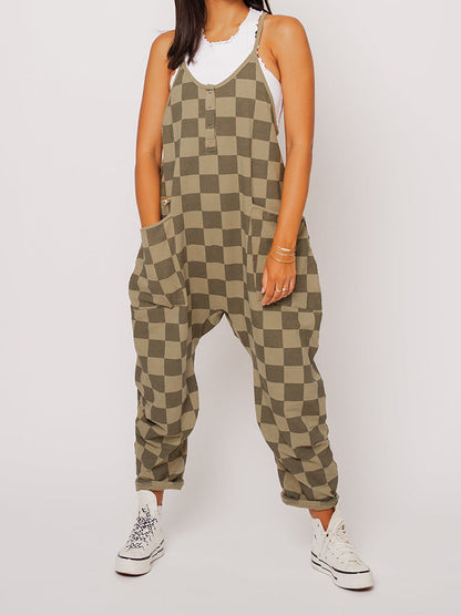 Oversize-Jumpsuit mit Karomuster für Damen