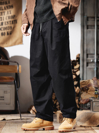 Herren Retro‑Cargohose 100 % Baumwolle Weites Bein