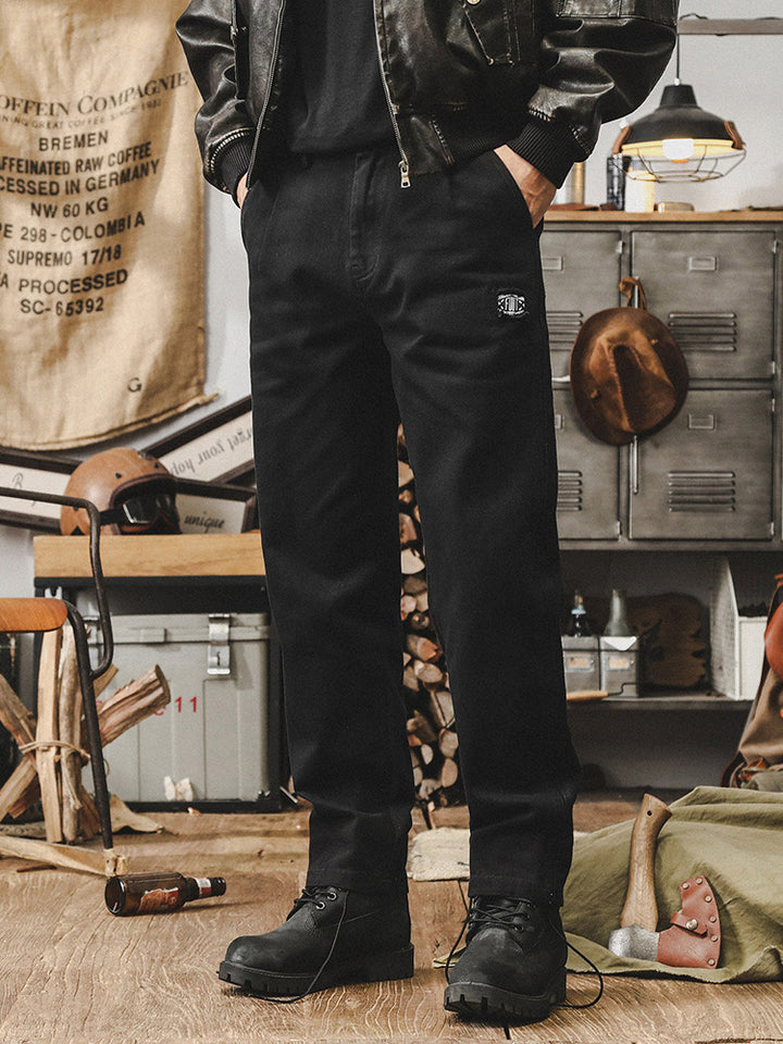 Pantalones casuales de estilo vintage para hombre, 100% algodón, con bandas laterales en contraste