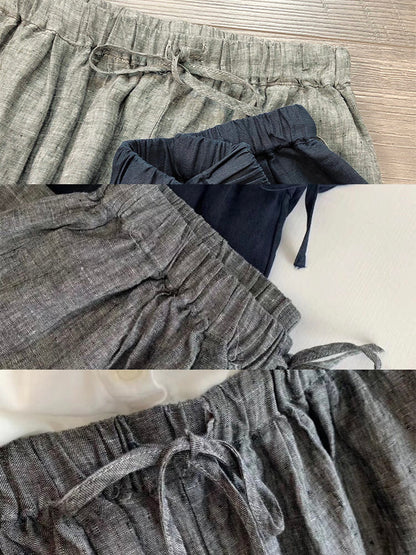 Culottes aus 100 % Leinen mit Kordelzug