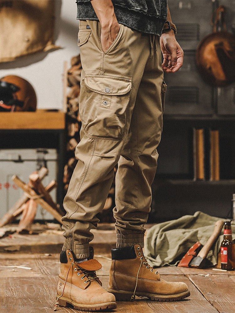 Herren Cargohose mit Kordelzug und Bündchen‑Beinen