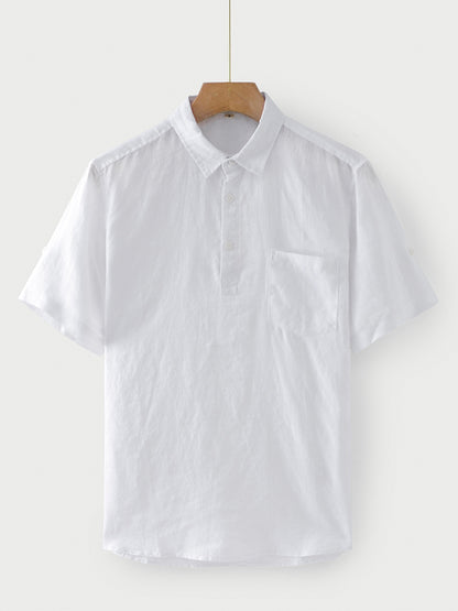 Polo de manga corta para hombre confeccionado en 100% lino