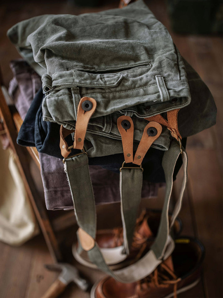 Schwere 15-Unzen-Canvas-Hose mit Hosenträgern