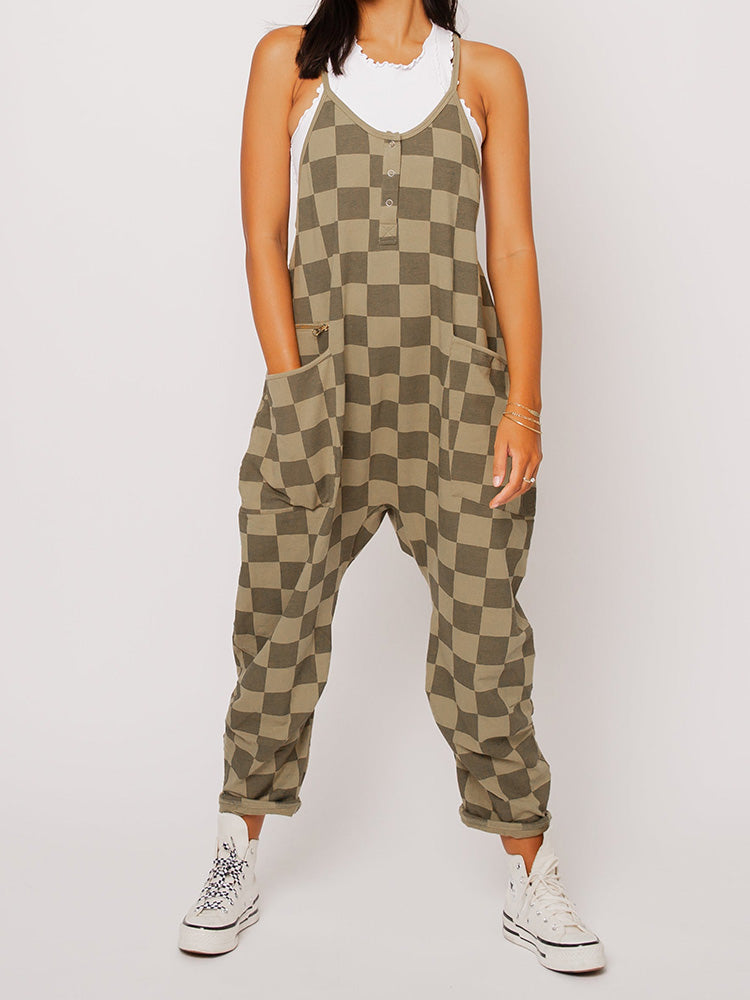 Oversize-Jumpsuit mit Karomuster für Damen