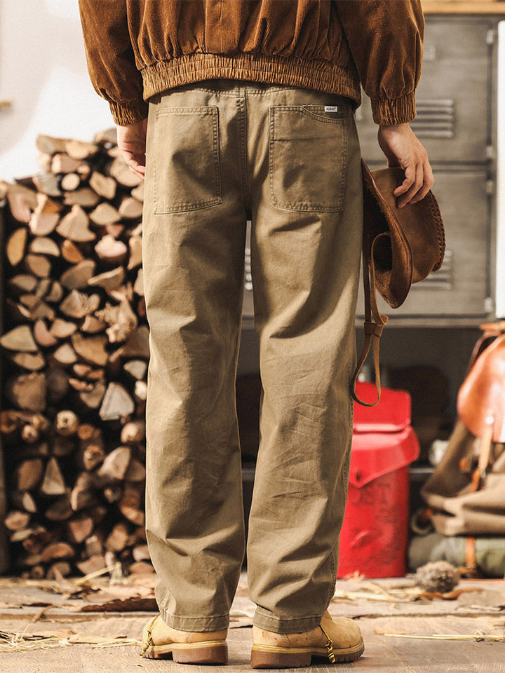 Pantalones para hombre 100 % algodón, de corte amplio y con acabado vintage