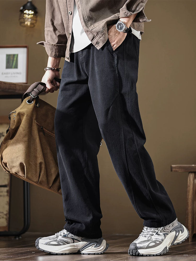 Herren Lässige Wide‑Leg Hose aus reiner Baumwolle