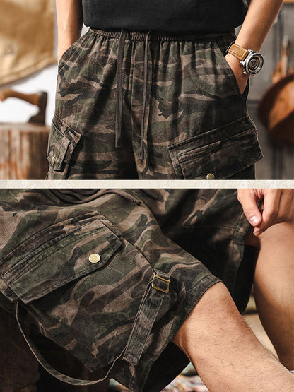 Herren Camouflage‑Cargo‑Shorts mit Kordelzug