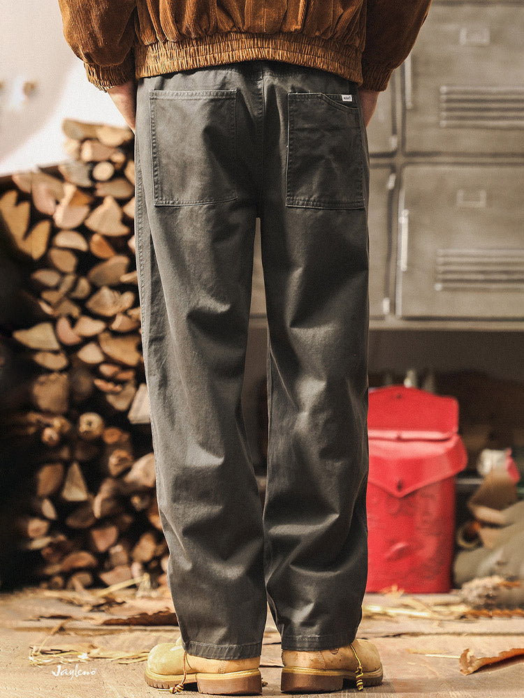 Pantalones para hombre 100 % algodón, de corte amplio y con acabado vintage
