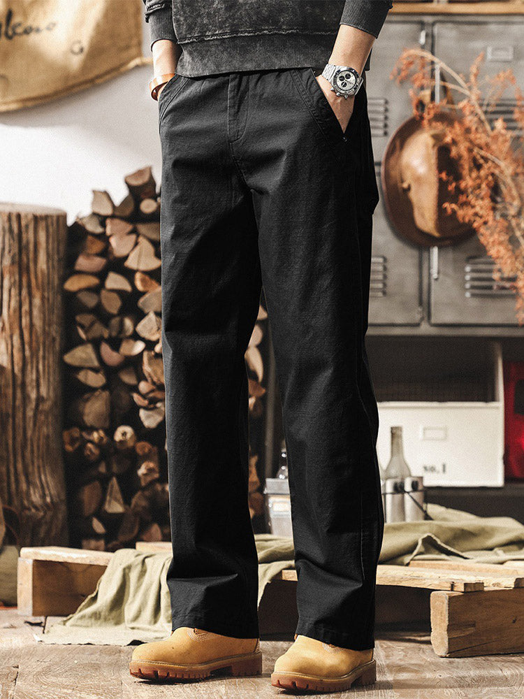 Pantaloni da uomo in stile retrò, in 100% cotone, con gamba ampia