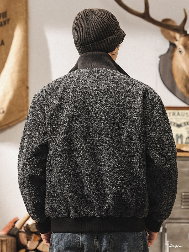 Chaqueta bomber retro con cremallera para hombre