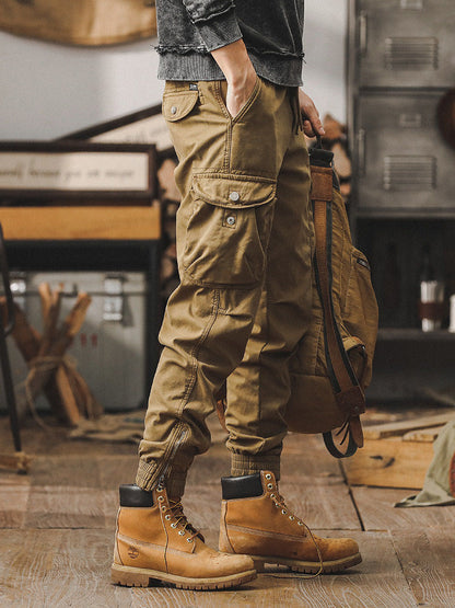 Herren Cargohose mit Kordelzug und Bündchen‑Beinen