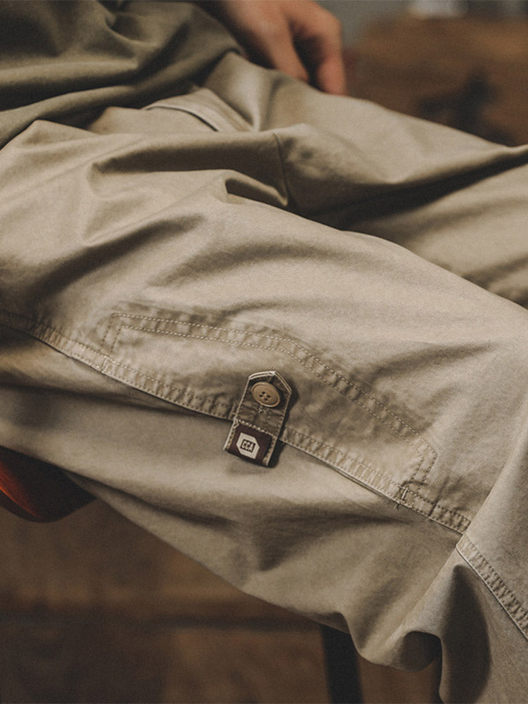 Men’s Wide-Leg Cargo Trousers with Side Button Details