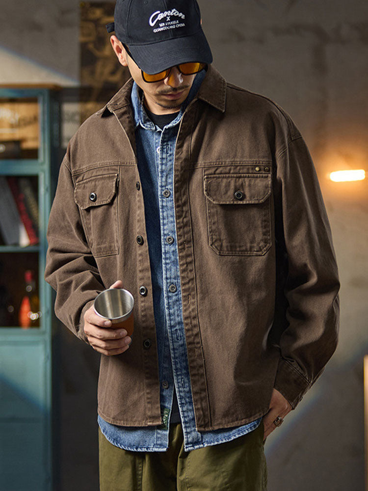 Herren Freizeit‑Hemdjacke im Retro‑Stil