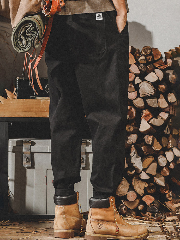 Pantalon décontracté pour homme en 98 % coton et 2 % élasthanne, avec taille à cordon de serrage